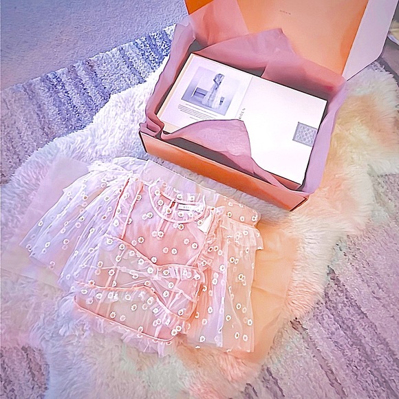 ✨Last Chance💋🌸🌼DÔEN ‘Orelia’ Daisy Embroidered Tiered Tulle Dress S✨ - Picture 15 of 15